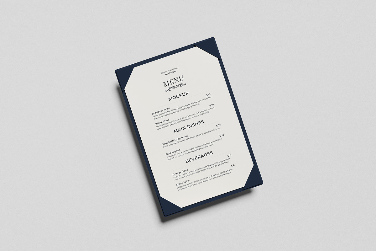 Restaurant Menu Mockup, an Advertising Mockup by AnasStudio (Photo 3 of 5)