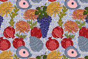 Pomegranate Grape Chrysanthemum, a Pattern Graphic by NayaChu (Thumbnail 4 of 9)