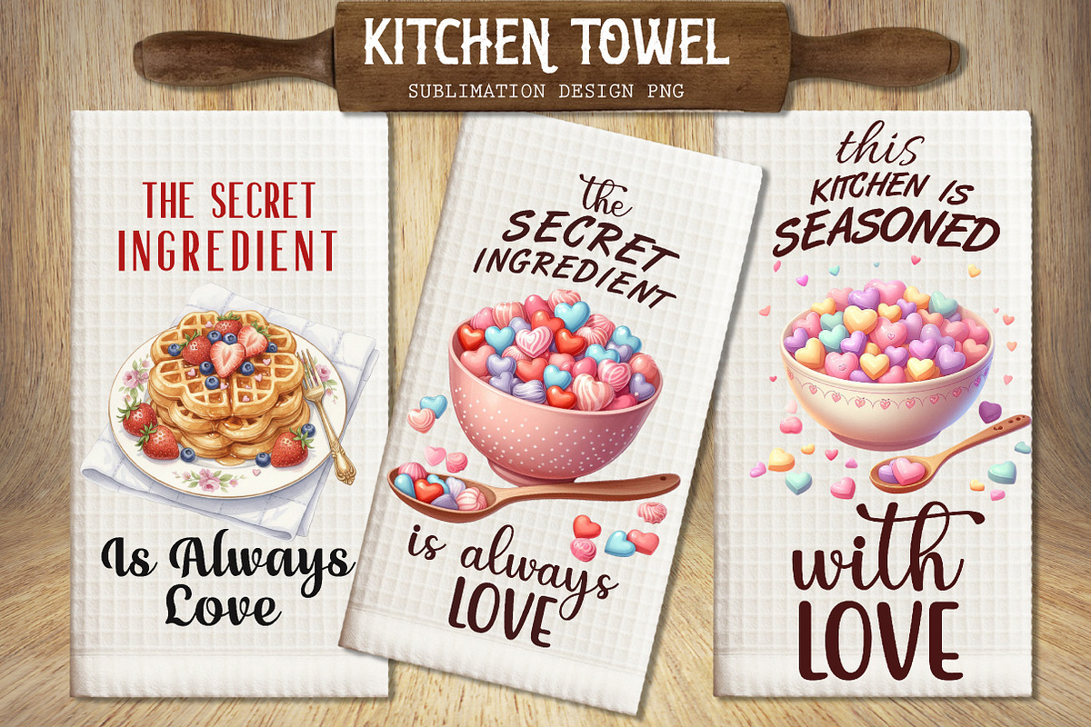 Valentine Hearts Kitchen Towel PNG, an Illustration by SinaCreation (Photo 1 of 4)