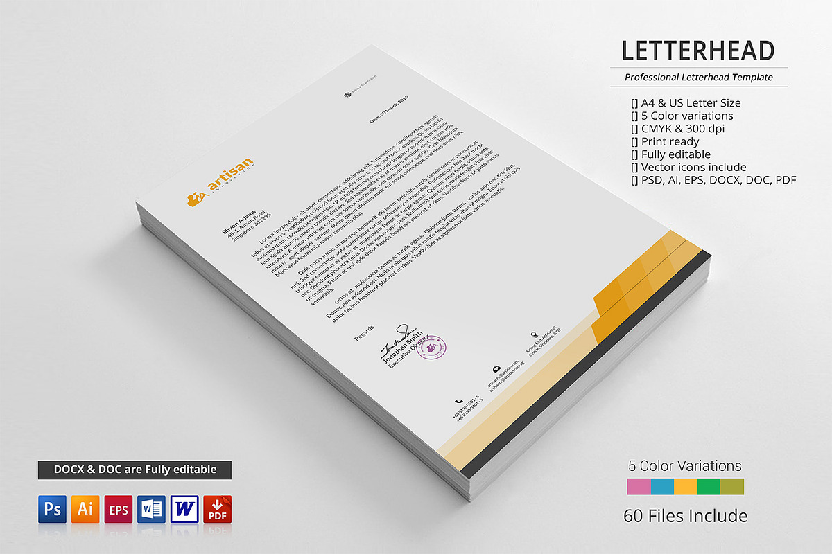 Letterhead Template, a Stationery Template by artisanHR (Photo 1 of 6)