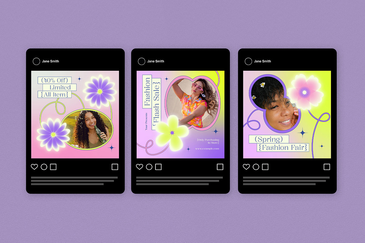 Purple Spring Fashion Instagram Pack, a Social Media Template by graphicook (Photo 4 of 6)
