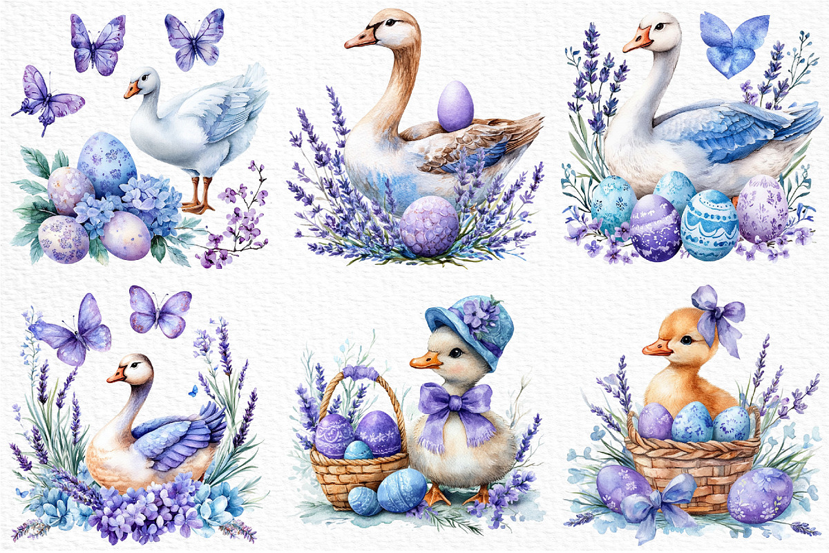 Watercolor Purple Easter Clipart, an Illustration by Craft Nest (Photo 4 of 9)