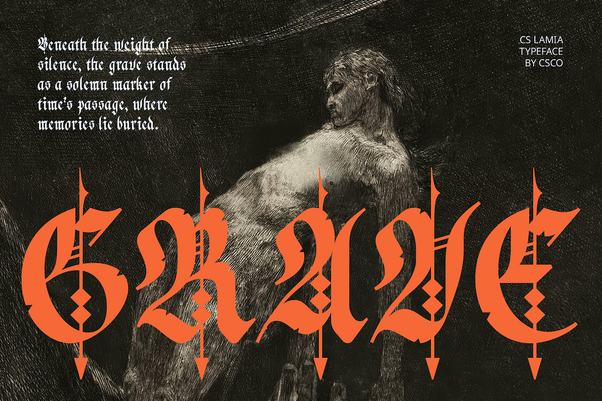 CS Lamia – Blackletter Font, a Blackletter Font by Craft Supply Co. (Photo 4 of 8)