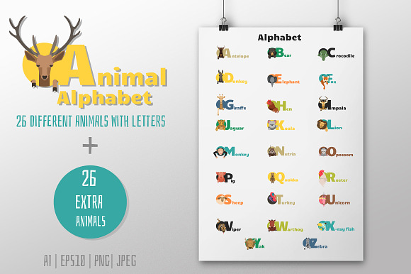 52 Animals Alphabet Letters Bonus