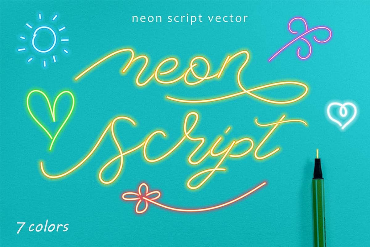 NEON Script Style - 7 COLORS preview 2