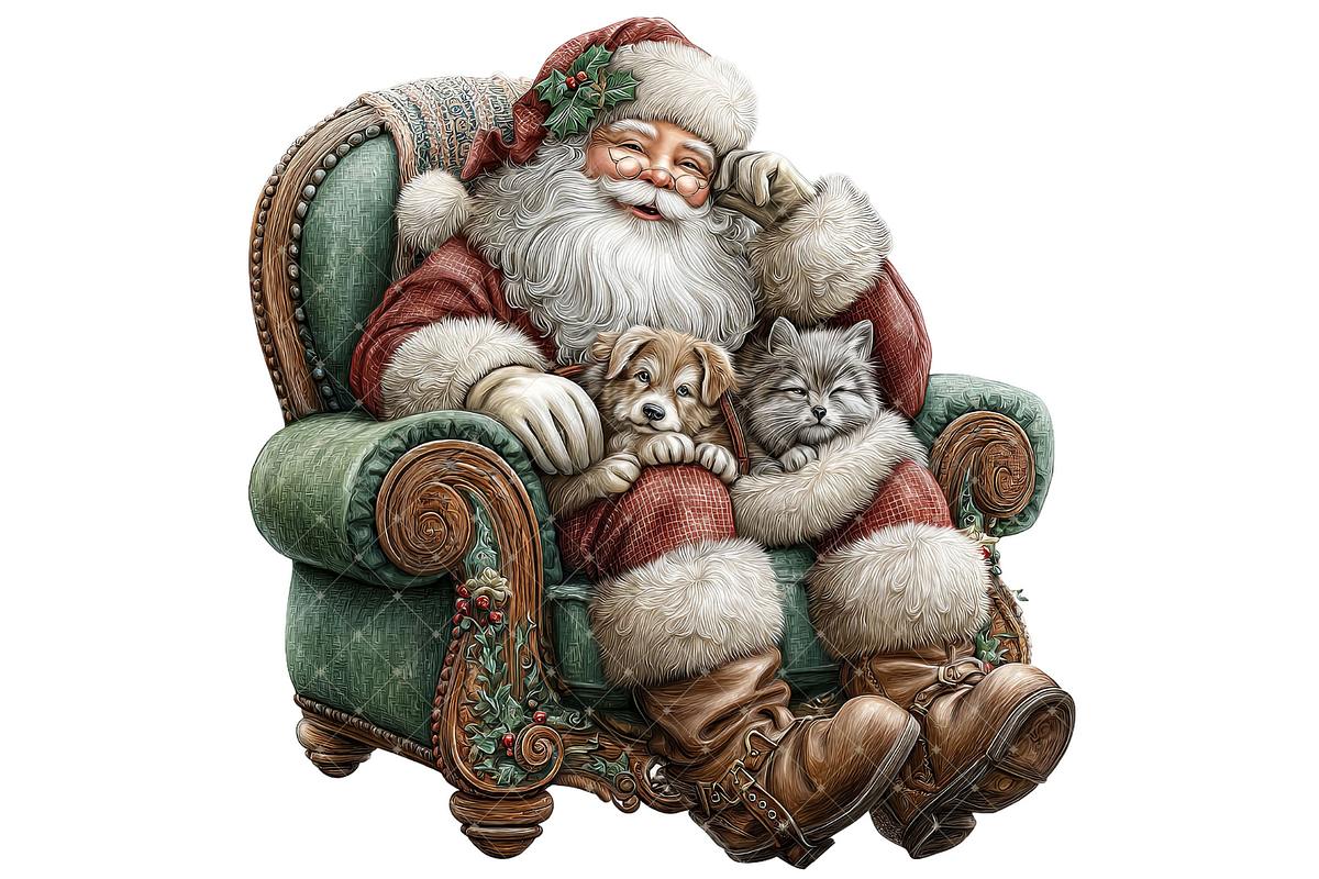 Santa With Dog Clipart PNG, a Seasonal Illustration by Memories By Lea (Photo 12 of 19)