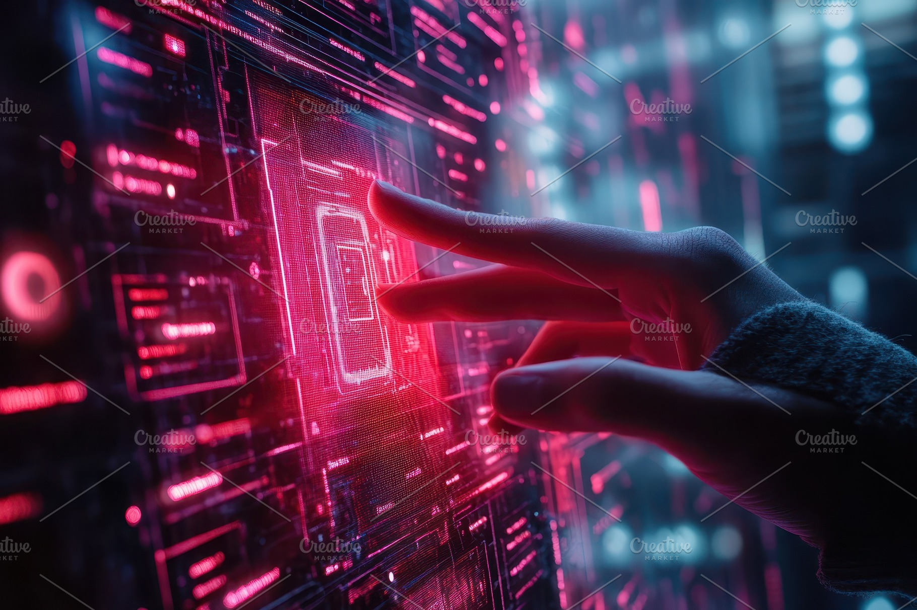 Hand Interacting with Futuristic Dig, a Background Photo by Pixeness