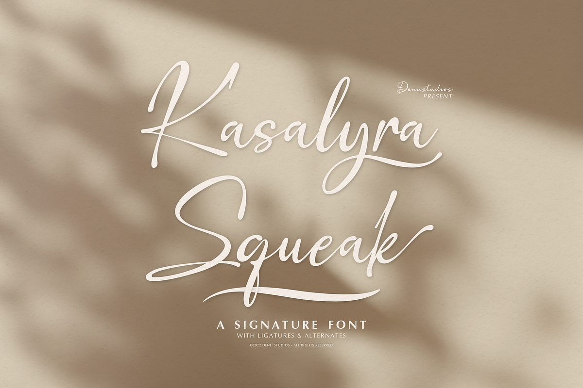 Kasalyra Squeak | Signature Font, a Script Font by Denustudios (Photo 1 of 12)