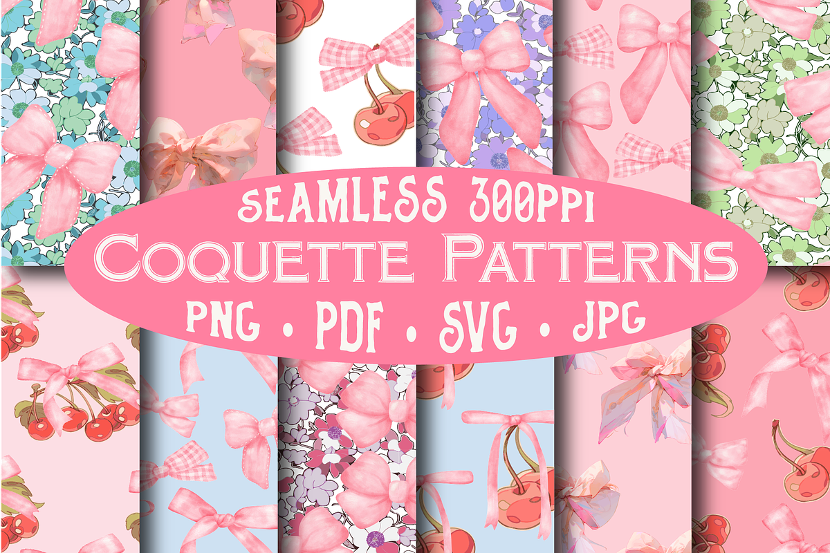 Coquette Pink Bows Pattern Bundle, a Pattern Graphic by Blynn Pippen (Photo 2 of 10)