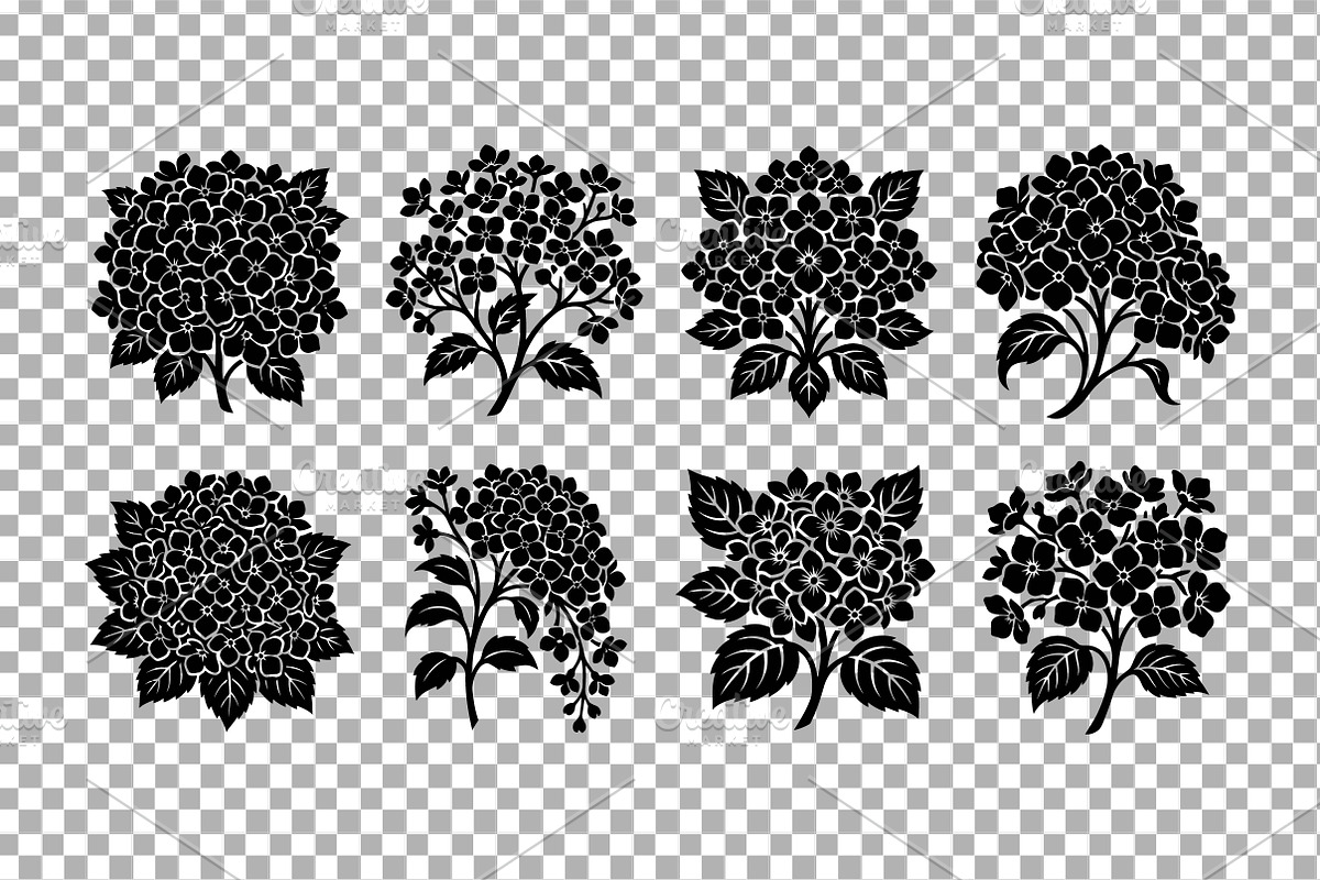 Hydrangea Flower Silhouette Pack, an Object Graphic by Artonix (Photo 3 of 3)