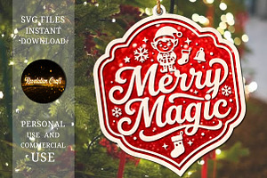 Merry Magic Christmas Ornament SVG
