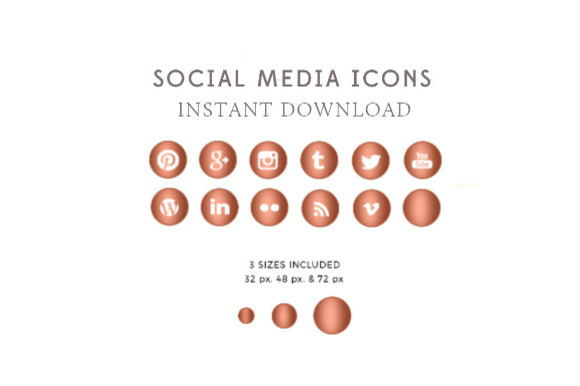 Rose Gold Social Media Icons