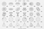136 3D Wireframe vector shapes, an Object Graphic by Valeria Soloveva (Thumbnail 2 of 6)