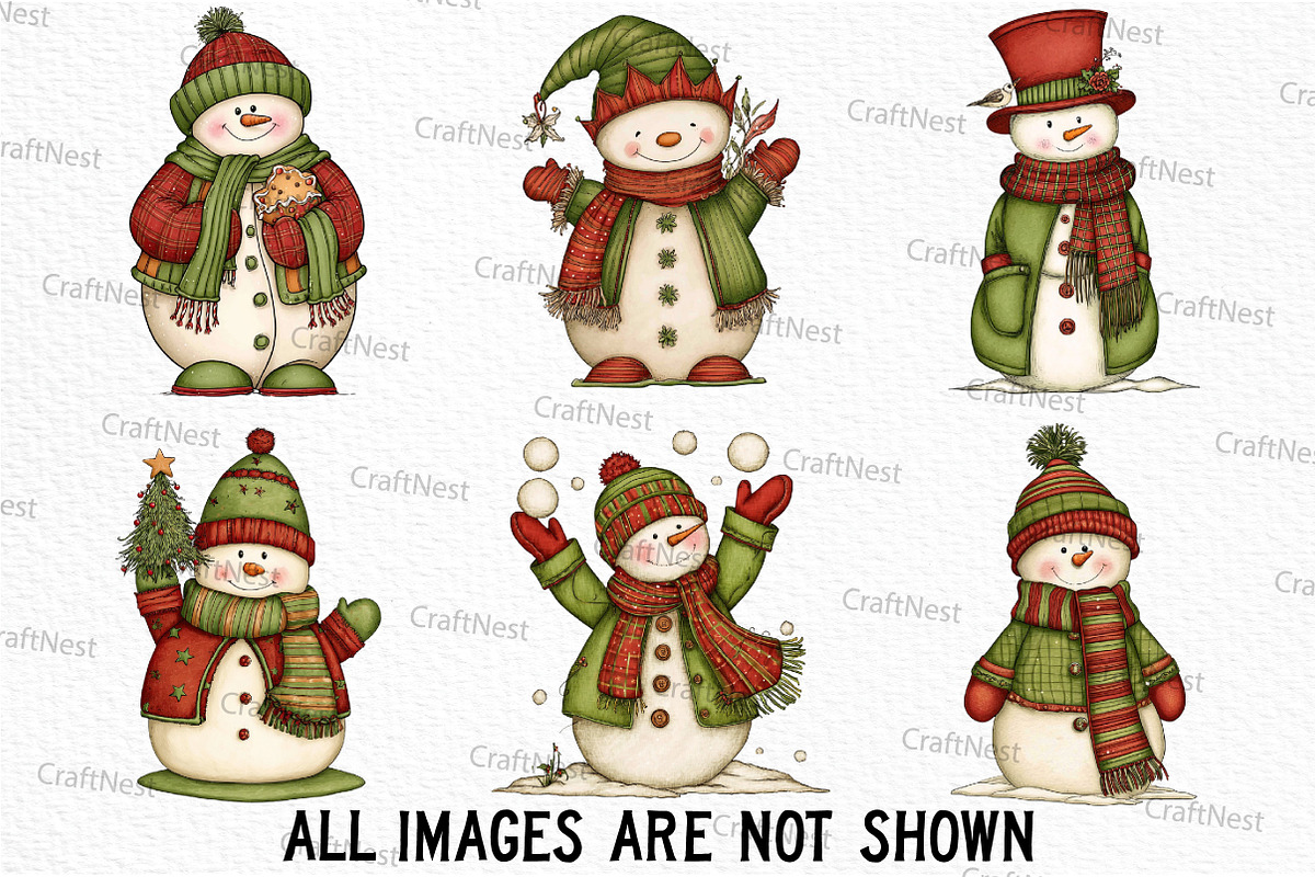 Whimsical Snowman Clipart Bundle, an Illustration by Craft Nest (Photo 3 of 6)