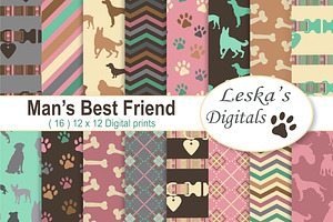 Dog Digital Scrapbook Paper Patterns