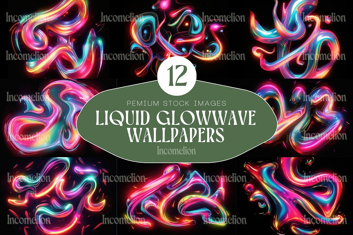 12 Liquid Glowwave Wallpapers, a Wallpaper Graphic by Incomelion (Photo 1 of 6)