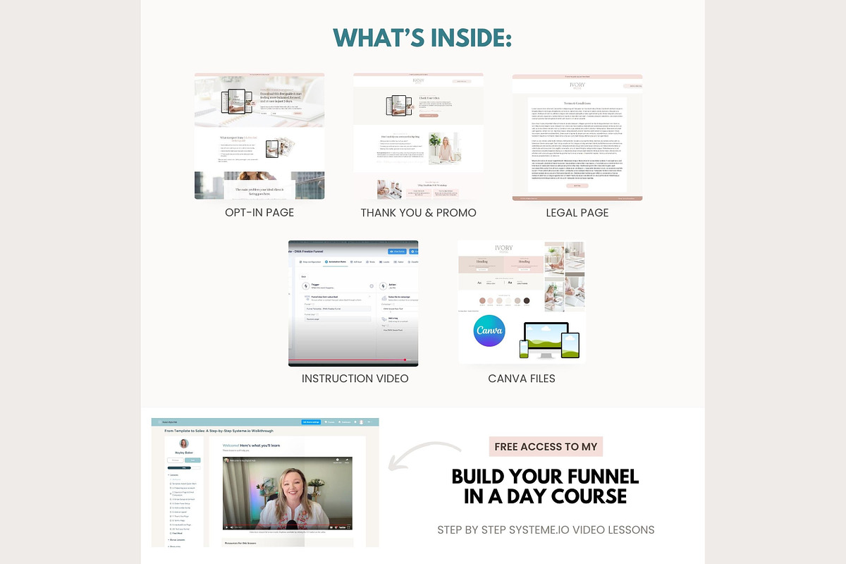 Systeme.io Ivory Rose Lead Funnel, a Landing Page Template by Hayley's Digital Hub (Photo 3 of 10)