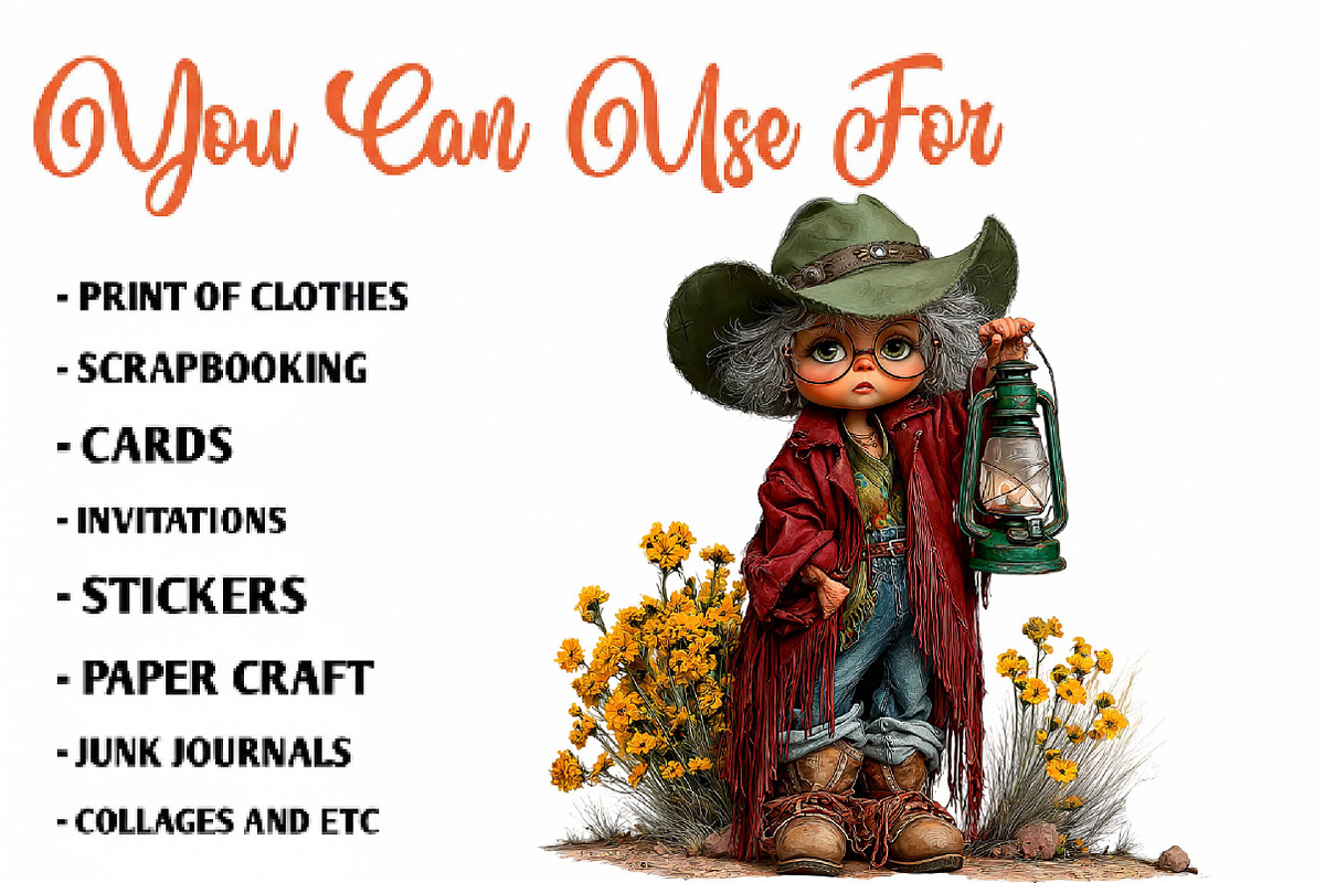 Western Grandma Clipart Bundle, a Seasonal Illustration by CreationArt (Photo 5 of 7)