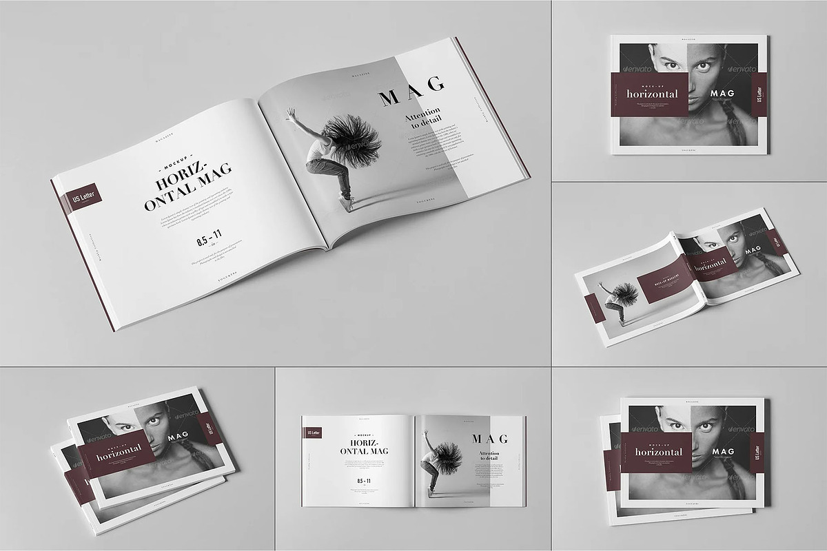 US Letter Horizontal Magazine Mockup, an Advertising Mockup by zippypixelstudio (Photo 1 of 13)