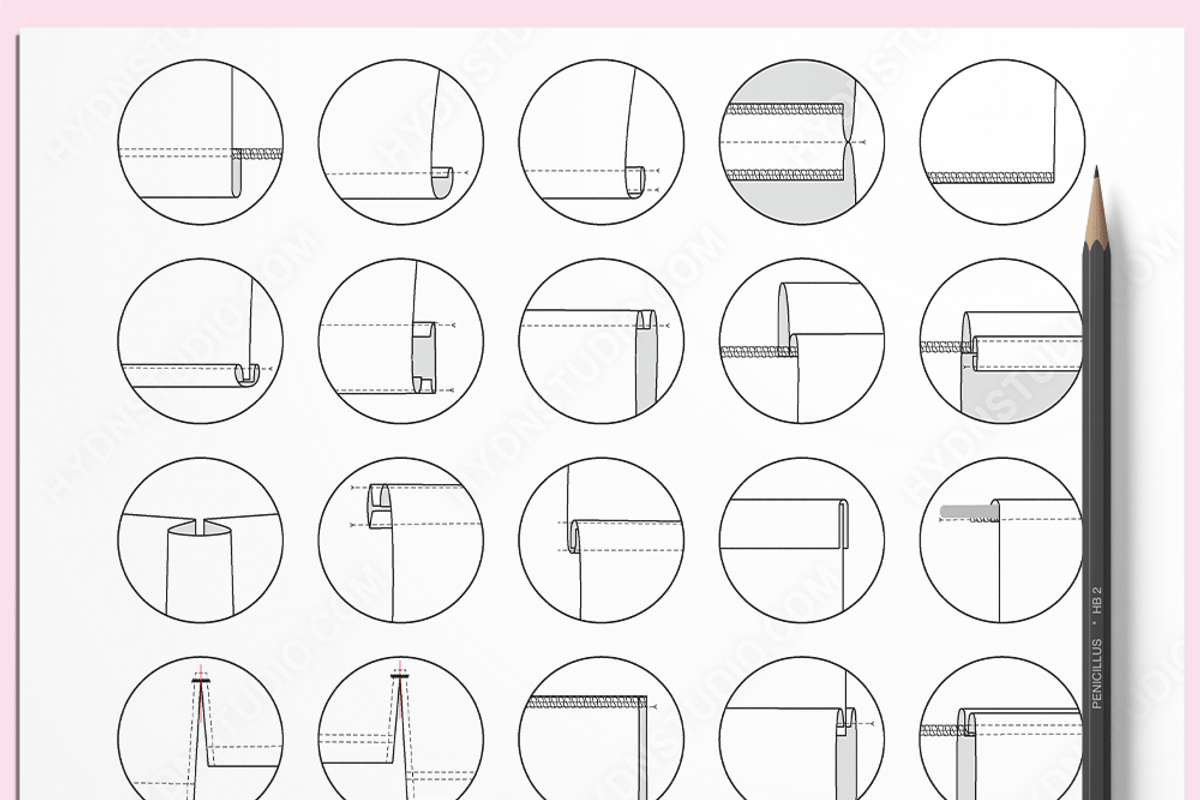 Vector Sewing Seams and Finishes Set, an Illustration by HYDNSTUDIO (Photo 5 of 5)
