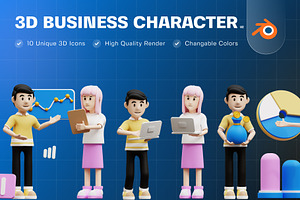 Business Character 3D Icon Pack