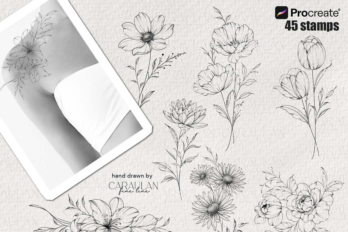 Floral Tattoo Essentials, a Brush Add-On by CaraulanStore (Photo 8 of 8)