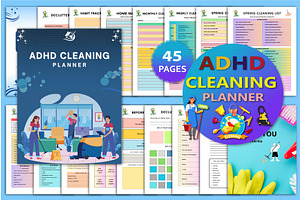 ADHD Cleaning Planner, a Stationery Template by Designmela01
