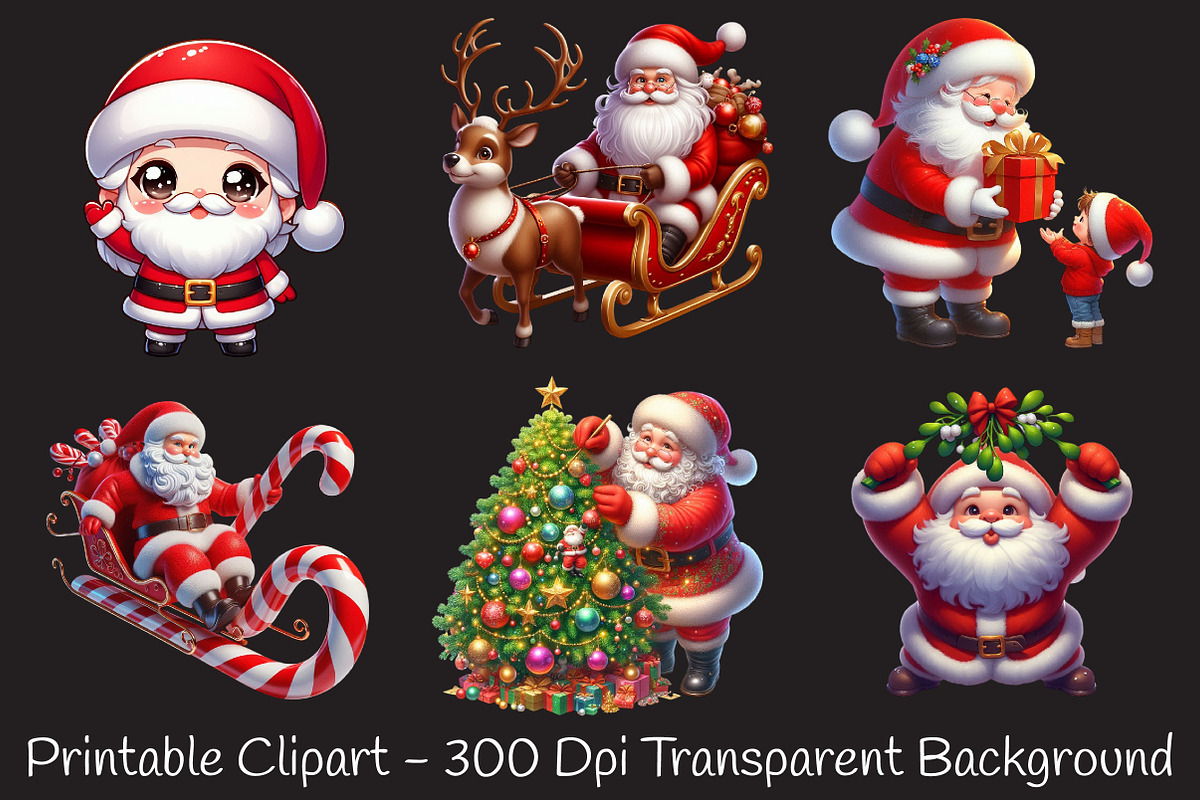 Cute Santa Watercolor Clipart, an Illustration by RobertsArt (Photo 2 of 5)