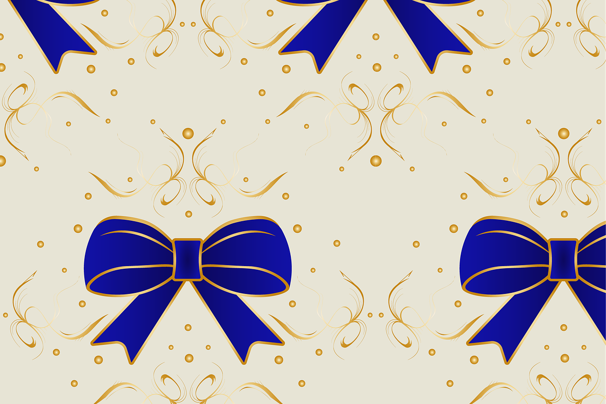 Elegant pattern with blue bow, a Decorative Illustration by JYa_Design