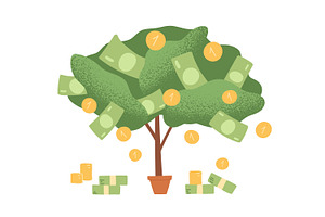 Money tree with coins and banknotes, a Finance Illustration by Good Studio