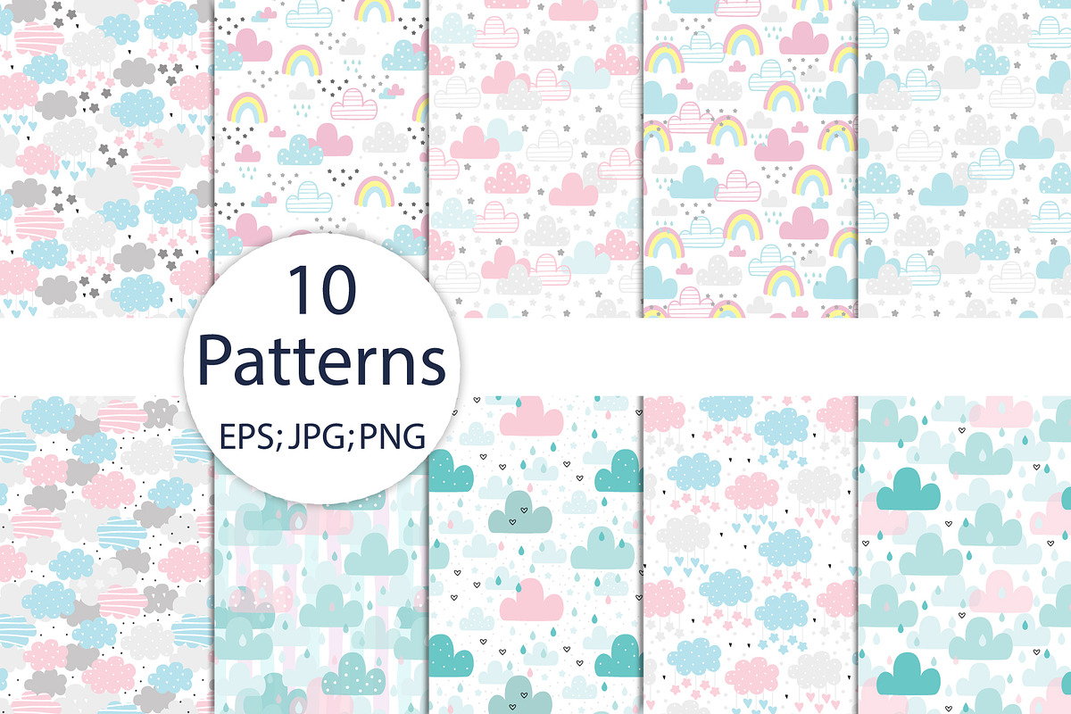 lovely clouds patterns collection!, a Pattern Graphic by Irene_Boiko_ART (Photo 1 of 6)