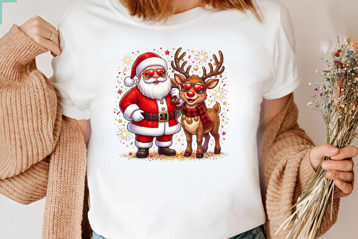 Santa & Reindeer Christmas PNG, a Seasonal Illustration by CraftArtStudio (Photo 3 of 4)