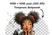 Whimsical Girl and Dog Love Clipart, an Illustration by one-touch (Thumbnail 15 of 18)
