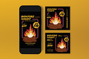 Black Yellow Bonfire Night Flyer Set, a Flyer Template by graphicook (Thumbnail 3 of 3)