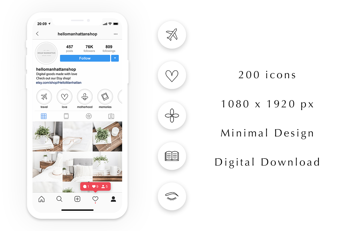 200 Instagram Story Highlight Covers, a Social Media Template by Blog&Glow (Photo 4 of 4)