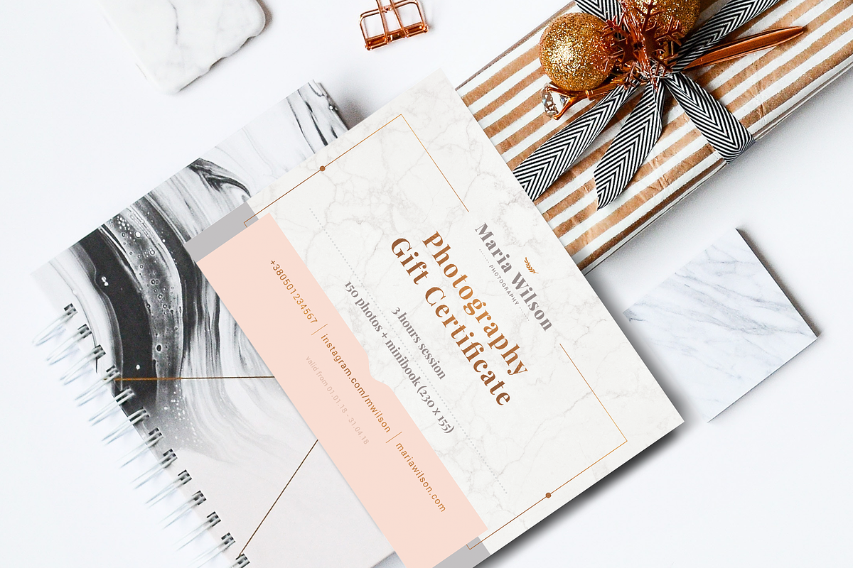 Gift certificate - Marble, Rose Gold, a Card Template by ArealPro (Photo 9 of 20)