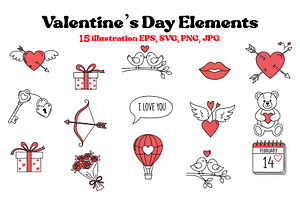 Valentine’s Day Clipart Bundle, a Decorative Illustration by T-shirt Pond