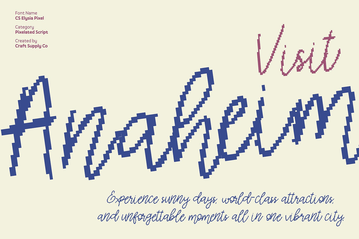 CS Elysia Pixel, a Script Font by Craft Supply Co. (Photo 5 of 8)