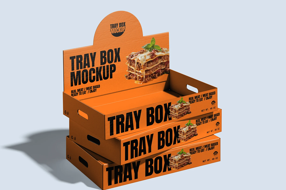 Tray Box Display Mockup, a Packaging Mockup by graphicsauce