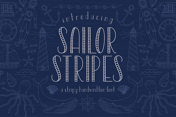 Sailor Stripes Font + Illustrations preview 8