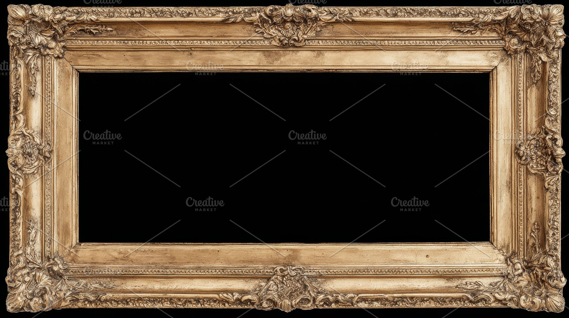 Golden frame with intricate details, a Photo by Pavel_design