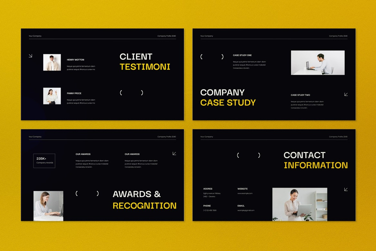 Black Company Profile Google Slide, a Presentation Template by graphicook (Photo 4 of 5)