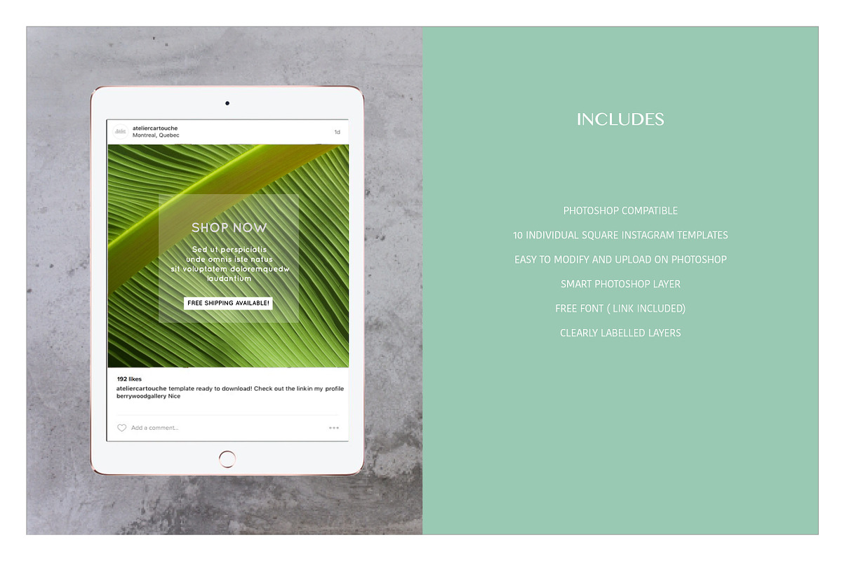 INSTAGRAM TEMPLATE PACK : TROPICAL, a Social Media Template by AtelierCartouche (Photo 3 of 5)