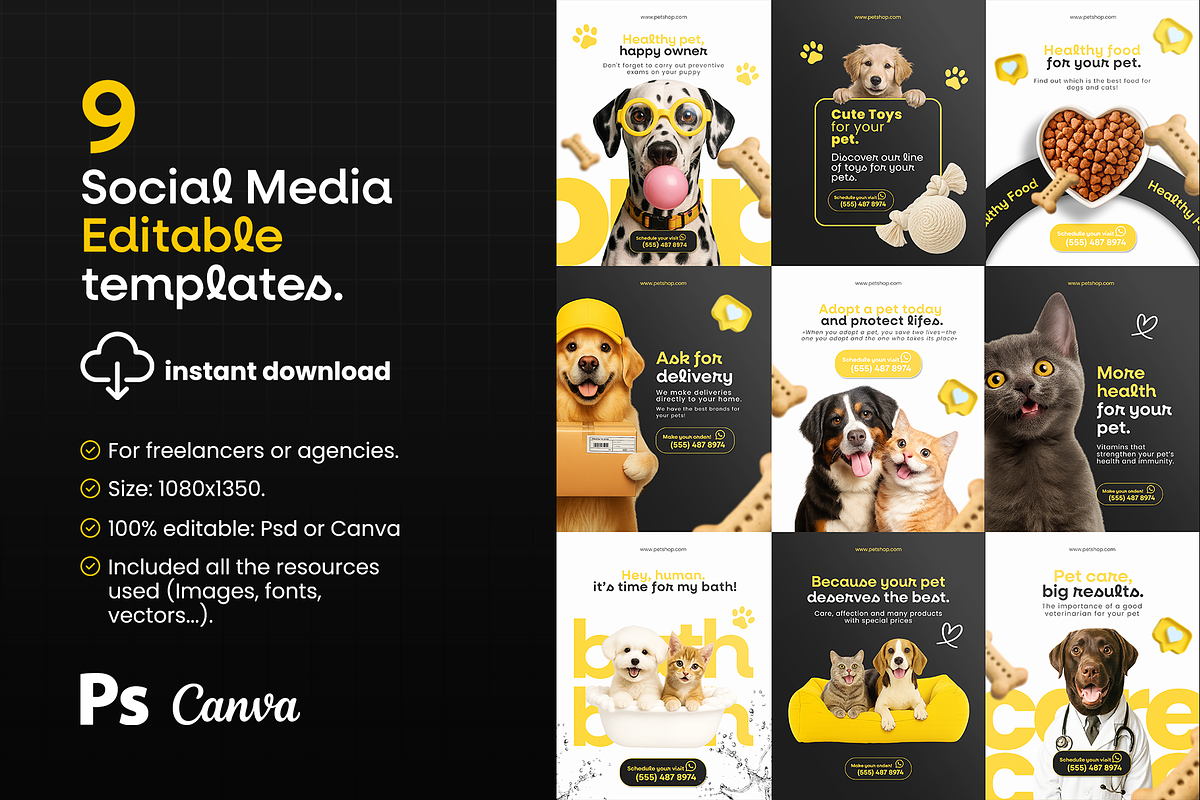 Social Media – PetShop (Psd+Canva), a Social Media Template by Nina Shaw (Photo 1 of 11)
