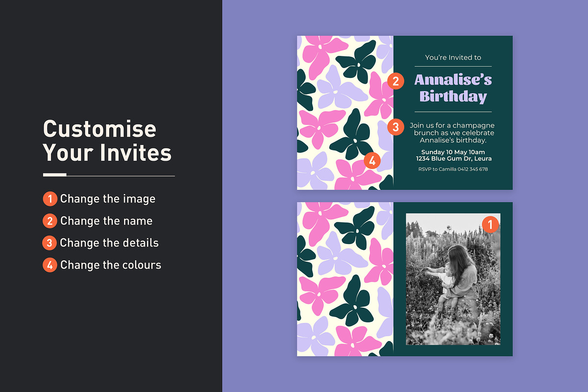 Annalise Birthday Invitation, an Invitation Template by Mountain Folk Creative (Photo 4 of 7)