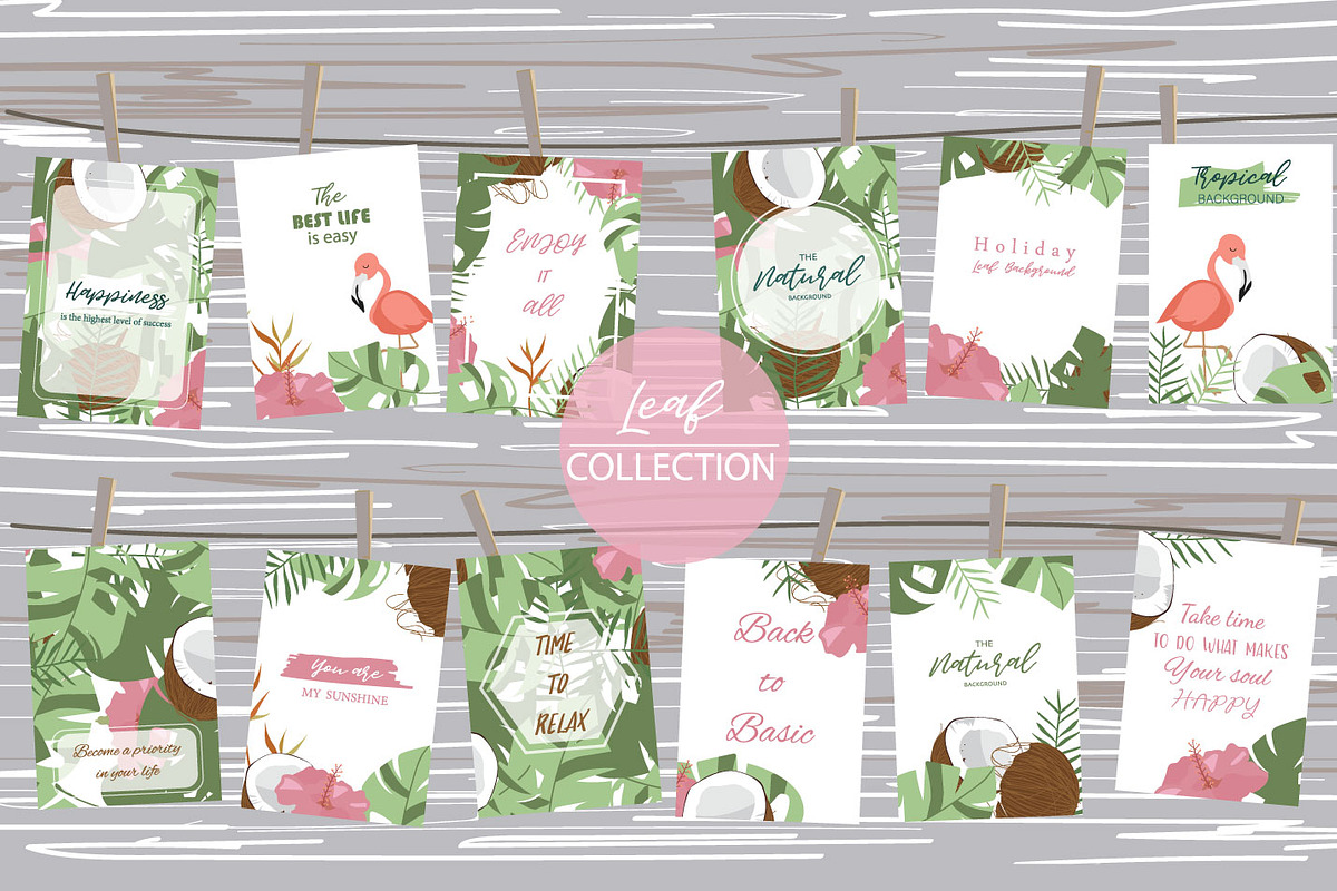 12 cute tropical design cards1#, a Card Template by Piixypeach (Photo 1 of 3)