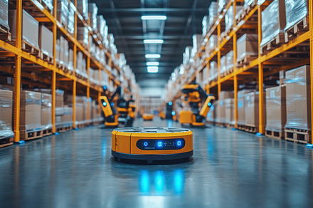 Warehouse automation: Autonomous rob, a Background Photo by Pixeness