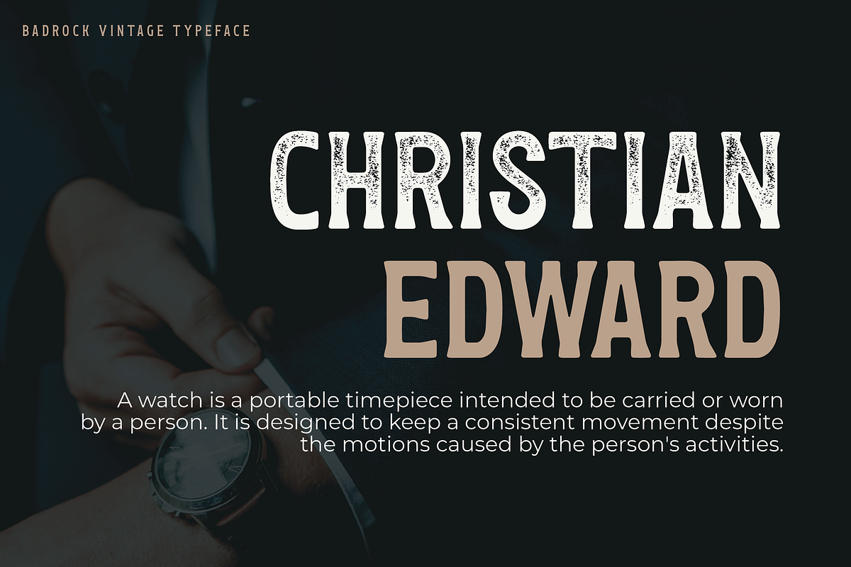 Badrock Vintage Typeface, a Sans Serif Font by Moodtype (Photo 2 of 6)
