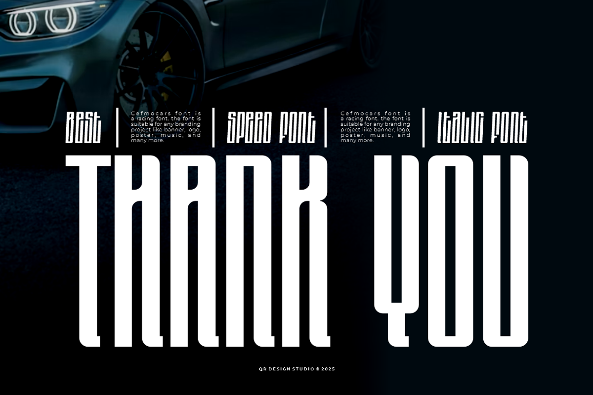 Cefmocars - Racing Font, a Sans Serif Font by QR Design Studio (Photo 9 of 9)
