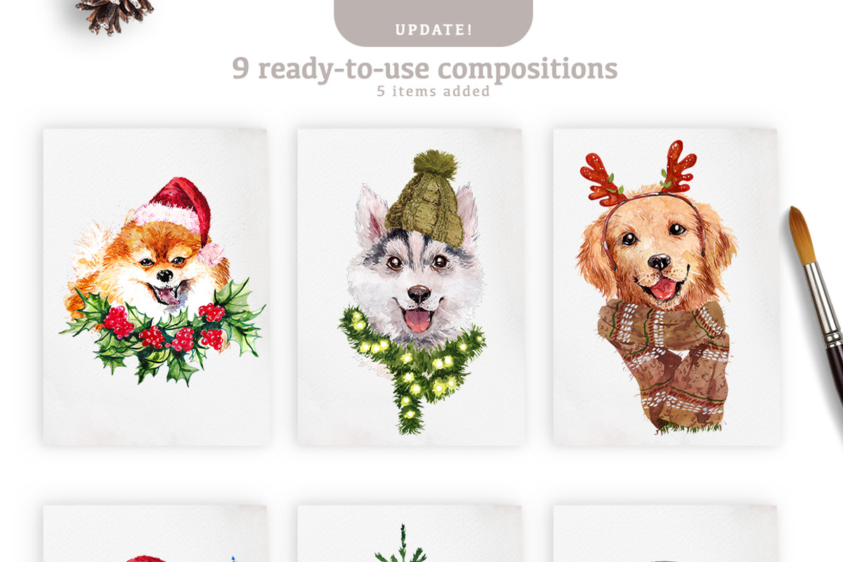Christmas dogs, an Animal Illustration by Funnystore (Photo 6 of 10)